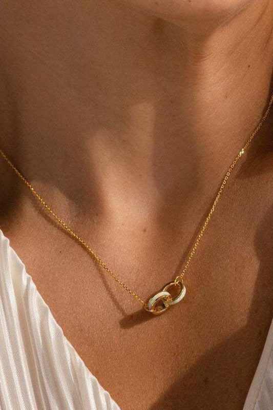 18K Gold Plated Opal Ring Pendant Necklace – Waterproof & Non-Tarnish - Accessories