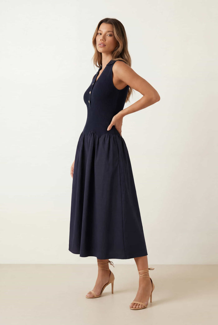 2 in 1 Navy Knit Compact Dress