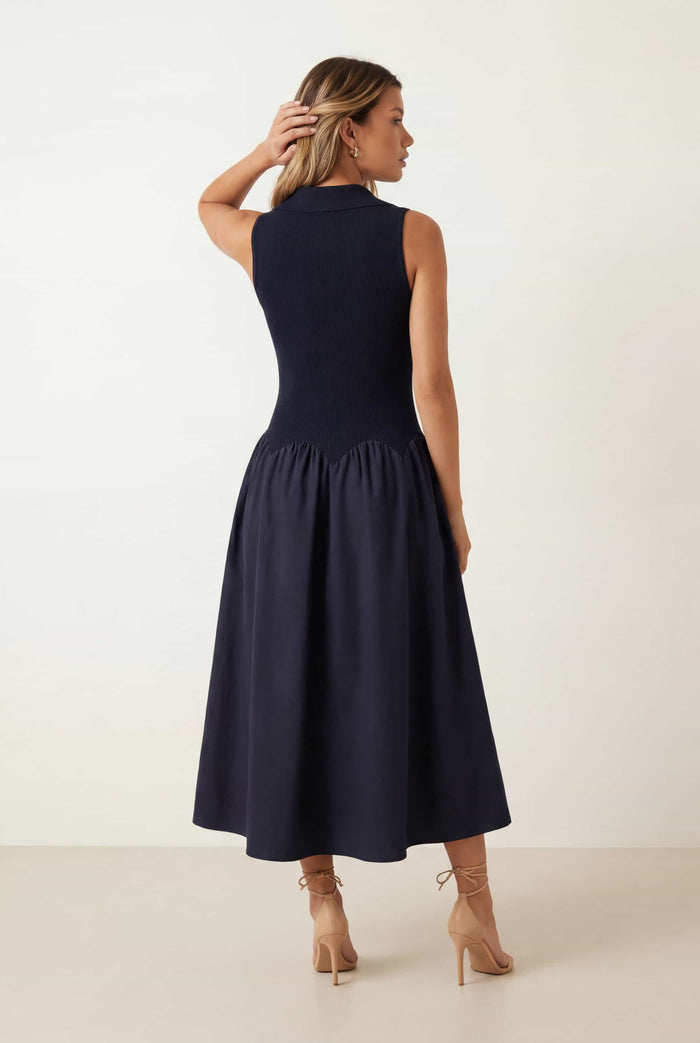 2 in 1 Navy Knit Compact Dress