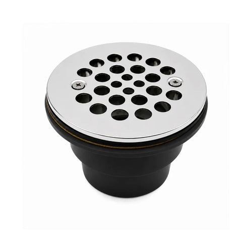 2-Inch PVC Solvent Weld Shower Drain with Receptor Base & 4-1/4-Inch Chrome Strainer