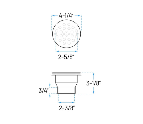 2-Inch PVC Solvent Weld Shower Drain with Receptor Base & 4-1/4-Inch Chrome Strainer
