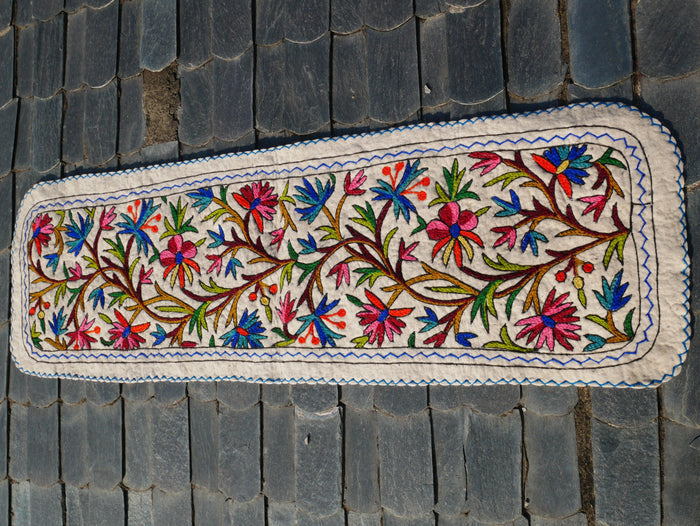 2x6 Wool Felt Floor Runner “Namda” | Boho Yoga & Meditation Rug | Hand-Embroidered Kashmir Mat