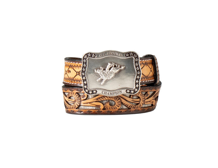 3D Western Belt Calf Hair Underlay Sunburst Brown