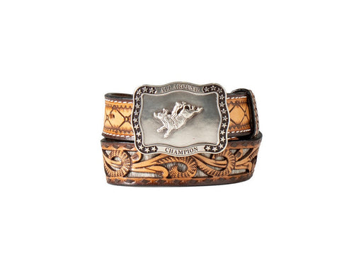 3D Western Belt Calf Hair Underlay Sunburst Brown