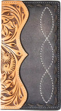 3D Western Mens Rodeo Wallet Roughout Leather Buck Laced Floral