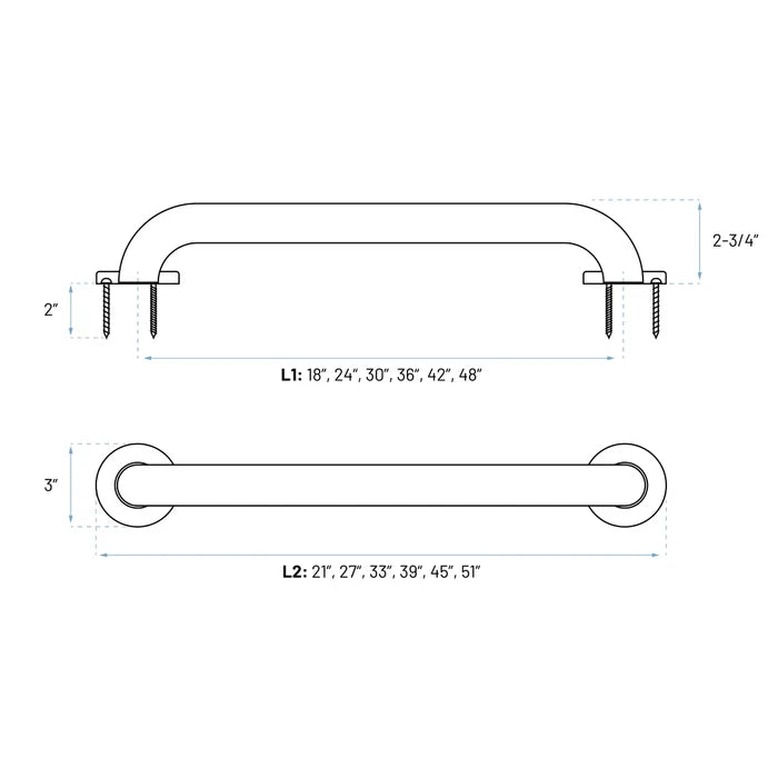 GB-100-48-BL technical drawing showing 48-inch nominal and 51-inch overall length
