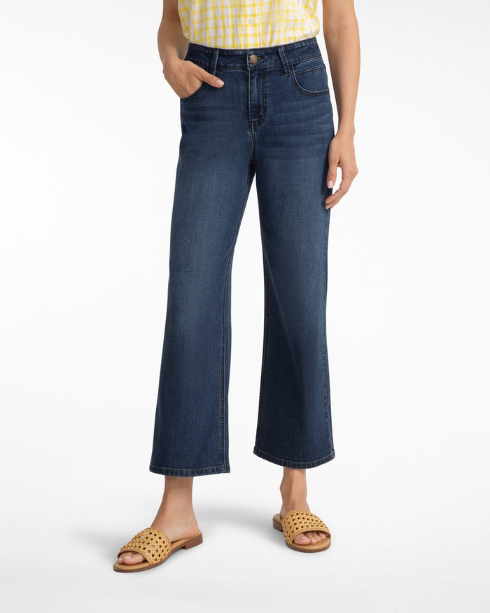 5-Pocket Wide Leg Crop in Denim
