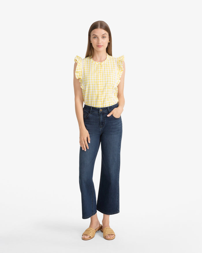 5-Pocket Wide Leg Crop in Denim