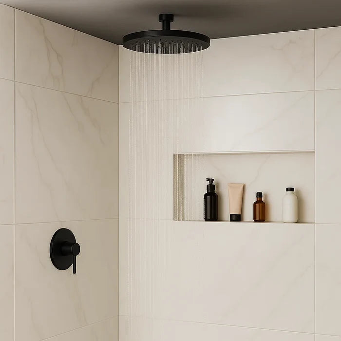 8" Round Matte Black Single-Function Rain Shower Head