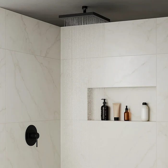 8" Square Matte Black Modern Rain Shower Head