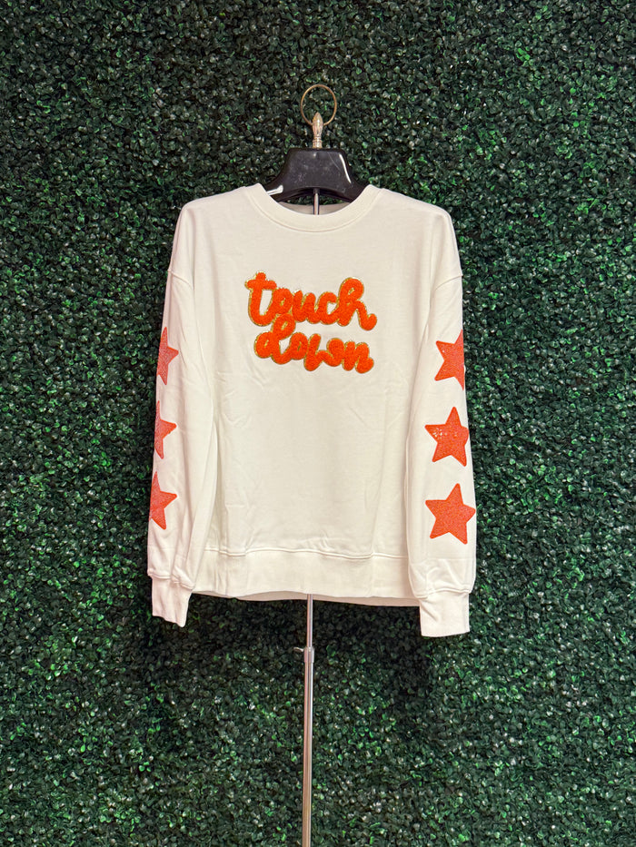 Touch Down Glitter Star Sleeve Sweatshirt