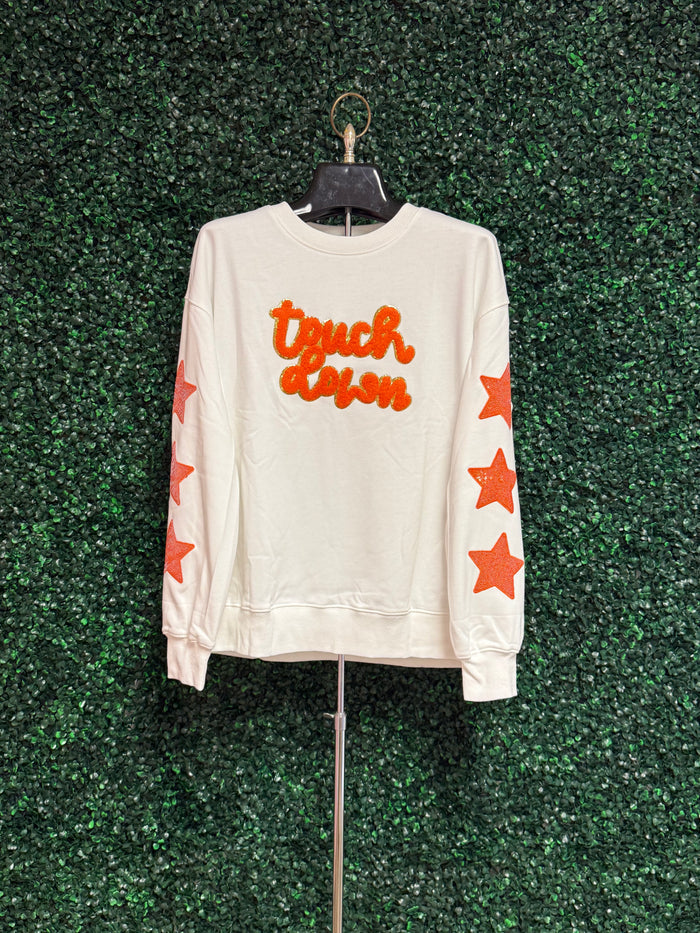 Touch Down Glitter Star Sleeve Sweatshirt