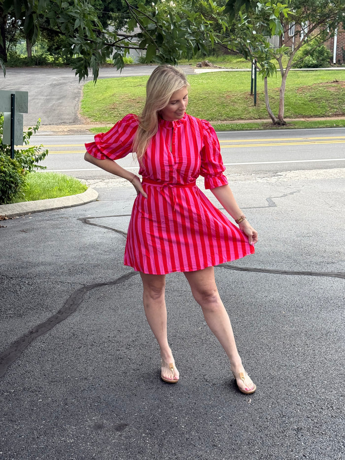 Radiant Striped Puff Sleeve Dress