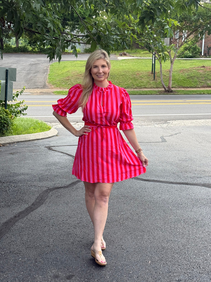 Radiant Striped Puff Sleeve Dress