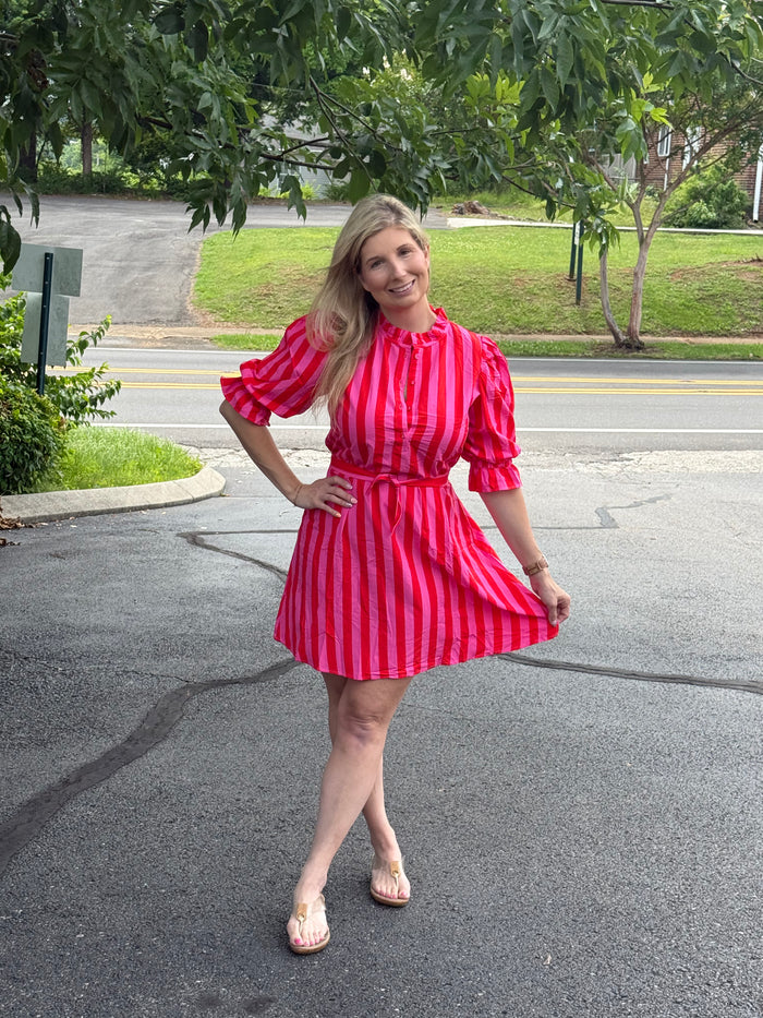 Radiant Striped Puff Sleeve Dress