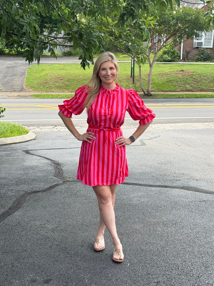 Radiant Striped Puff Sleeve Dress