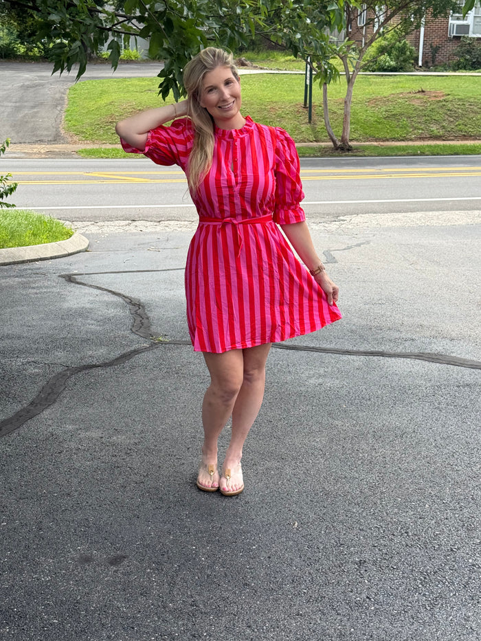 Radiant Striped Puff Sleeve Dress