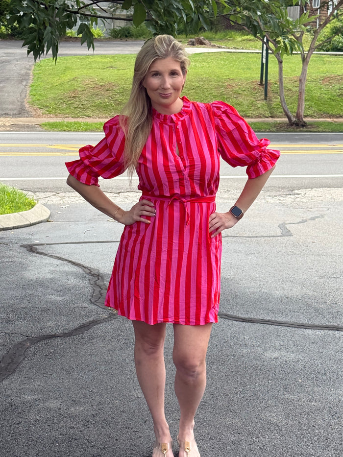 Radiant Striped Puff Sleeve Dress