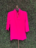 Carmen Quarter Sleeve Pleated Neckline Top