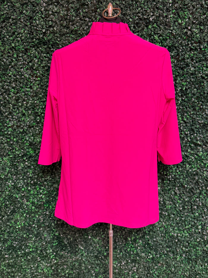 Carmen Quarter Sleeve Pleated Neckline Top