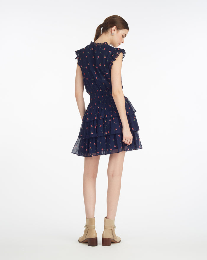 Alana Tiered Dress in Ditsy Autumn Flowers