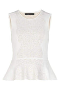 BCBGMAXAZRIA Alonya Pointelle Jacquard Peplum Pullover - Runway Catalog