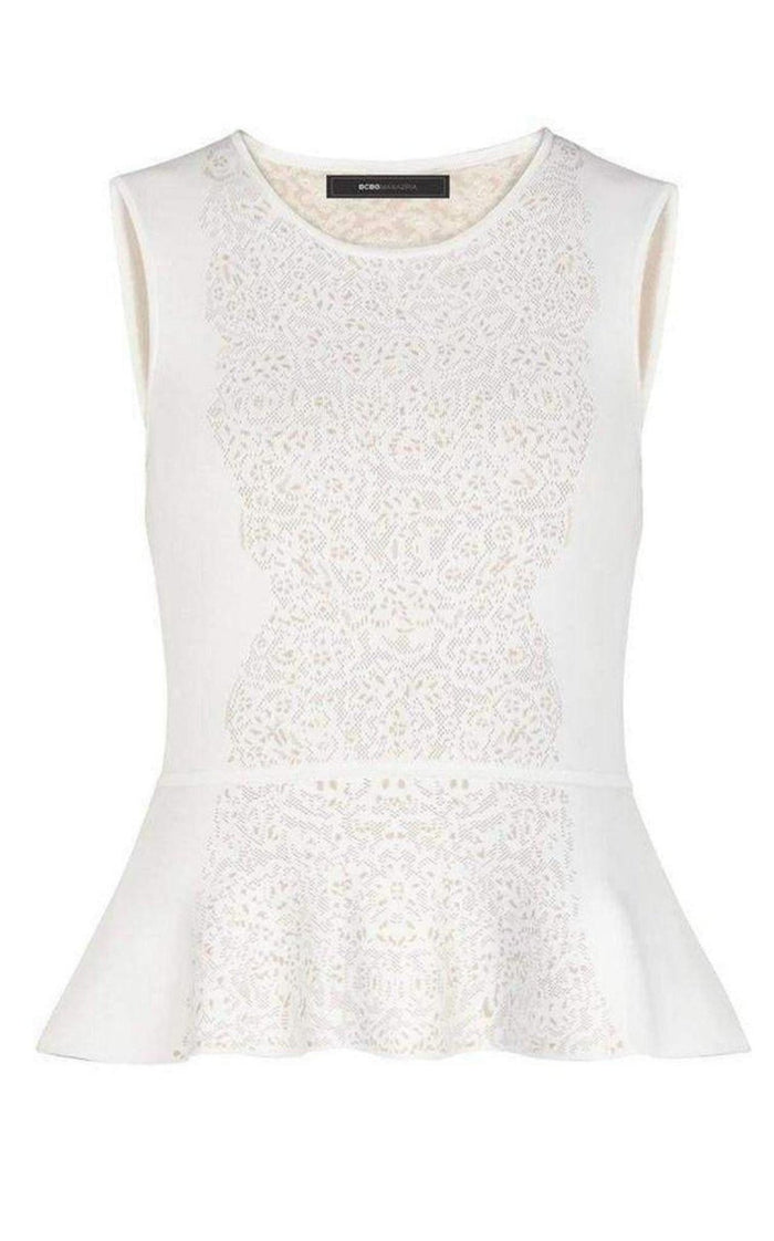 BCBGMAXAZRIA Alonya Pointelle Jacquard Peplum Pullover - Runway Catalog