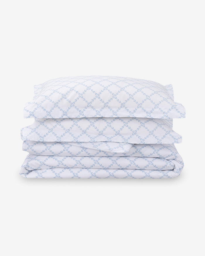Amy Lattice Cotton Percale Duvet Set