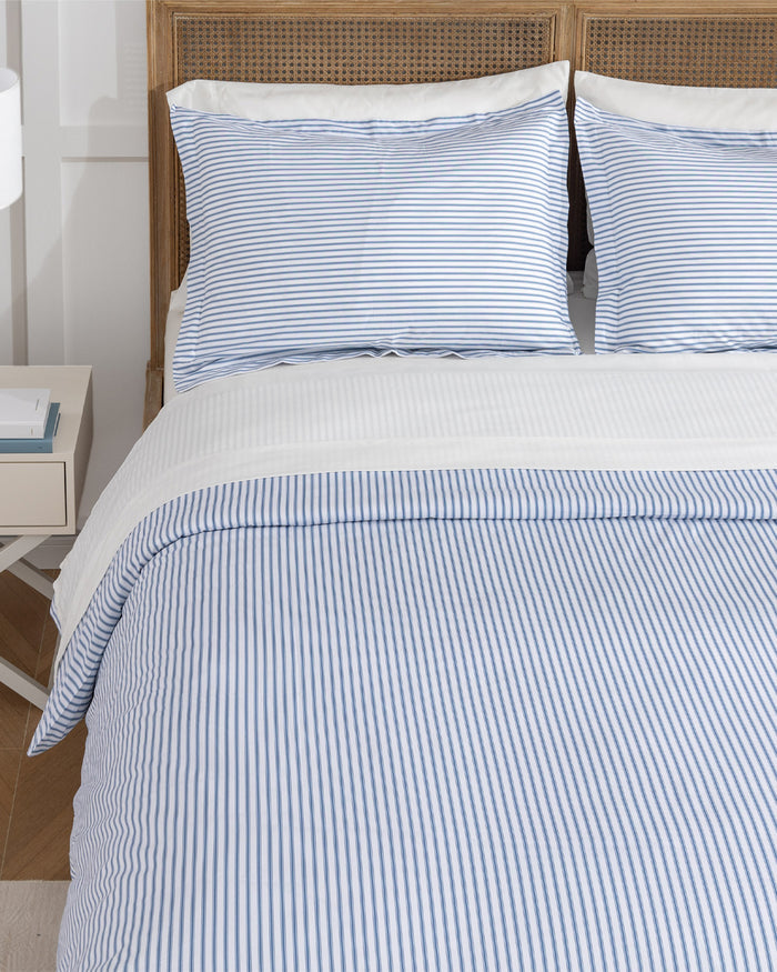 Amy Stripe Cotton Percale Duvet Set