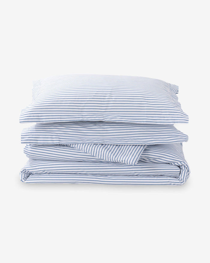 Amy Stripe Cotton Percale Duvet Set