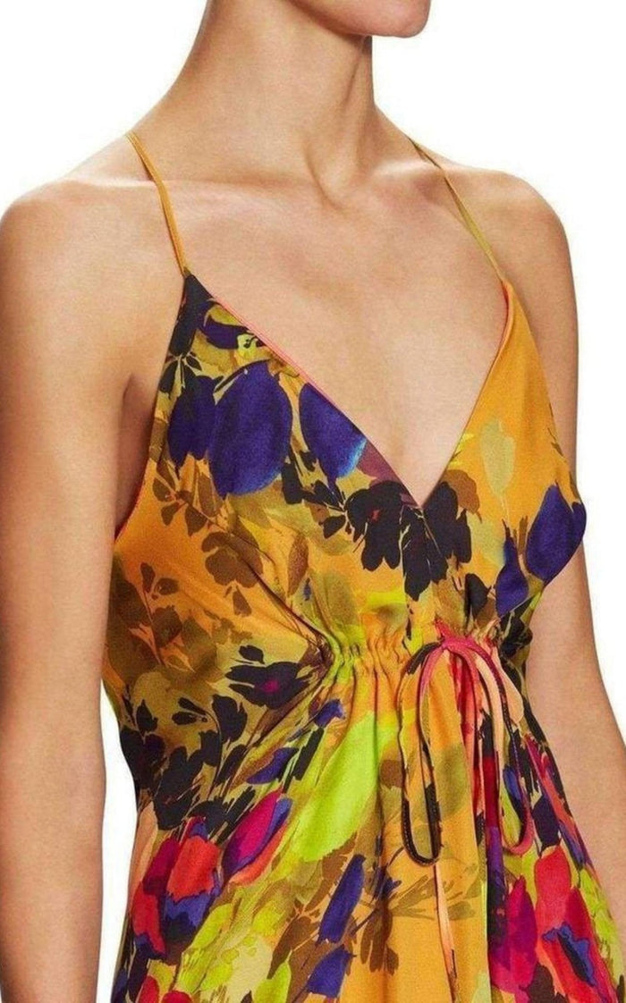 Nicole Miller Angelina Botanic Silk Maxi Dress - Runway Catalog