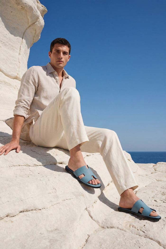 Arezzo Leather Sandal Light Blue