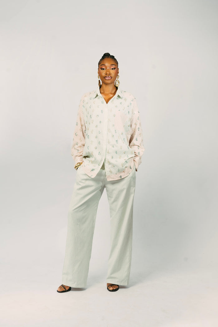 ARIA EMBELLISHED SHIRT - MINT GREEN