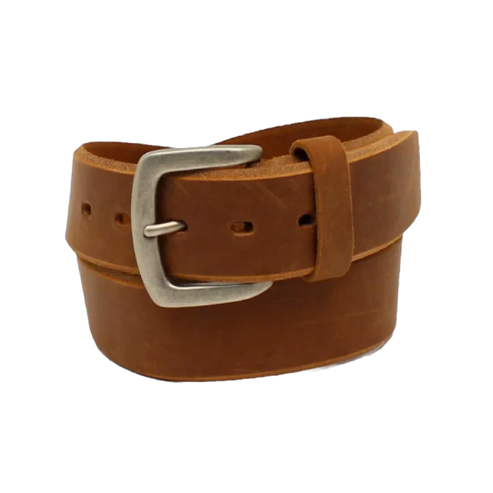 Ariat Men's Beveled Edge Embroidered Logo Brown Leather Belt