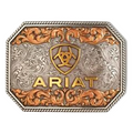 Ariat Tri-Tone Raised Logo Rectangle Belt Buckle