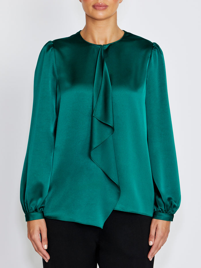 Arina Evergreen Drape Front Top