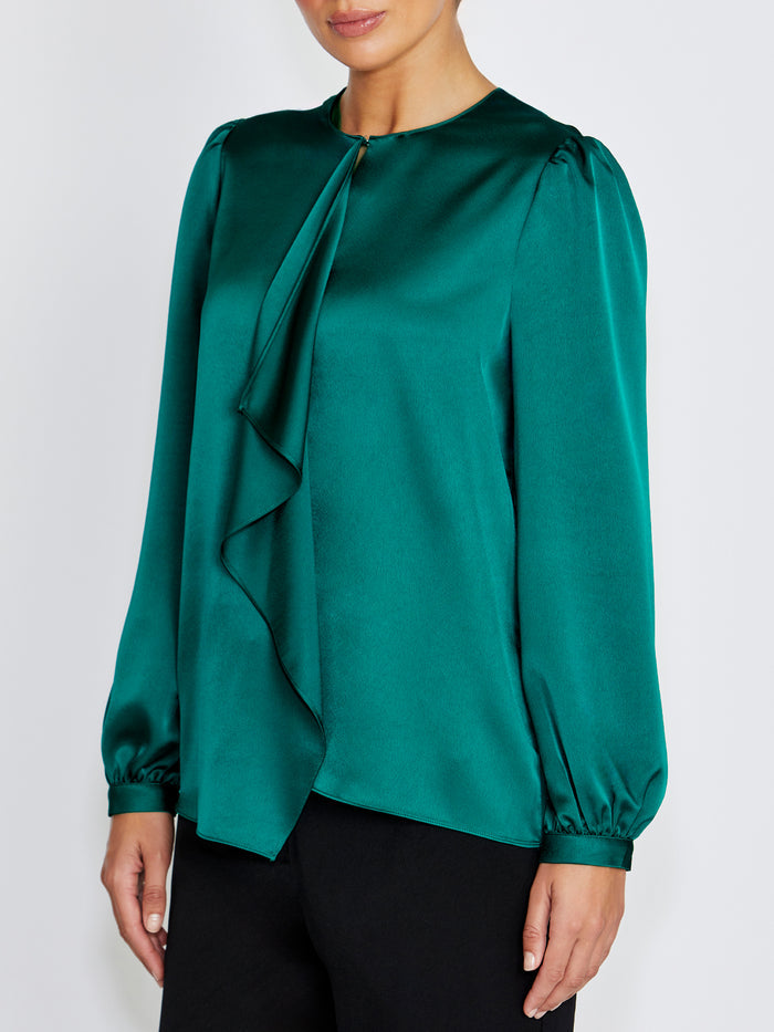 Arina Evergreen Drape Front Top