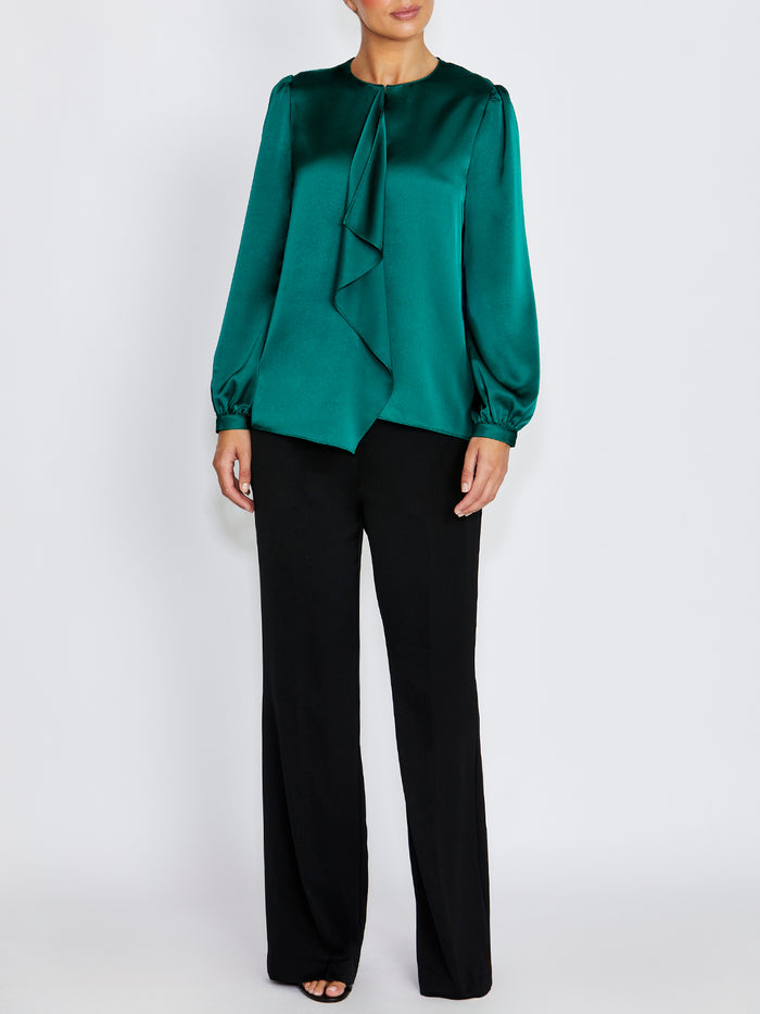 Arina Evergreen Drape Front Top