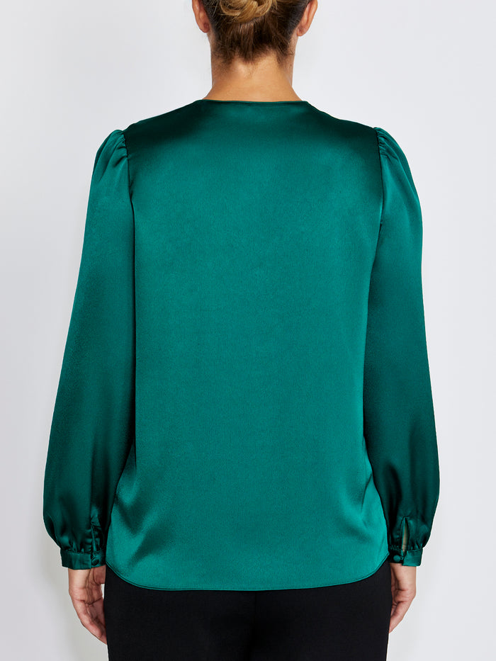 Arina Evergreen Drape Front Top