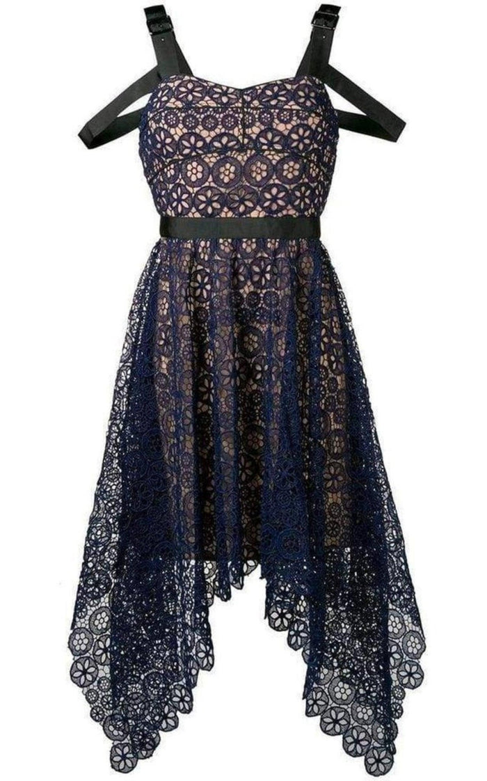 Self - Portrait Asymmetric Circle Floral Lace Dress - Runway Catalog