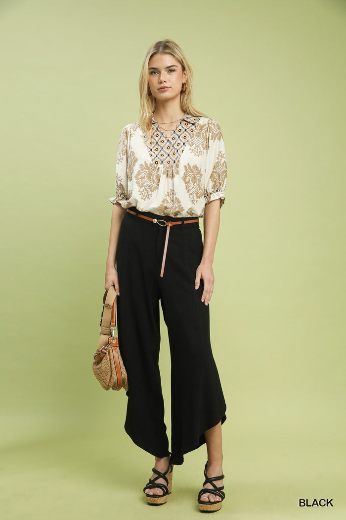 Asymmetrical Wide Leg Pants