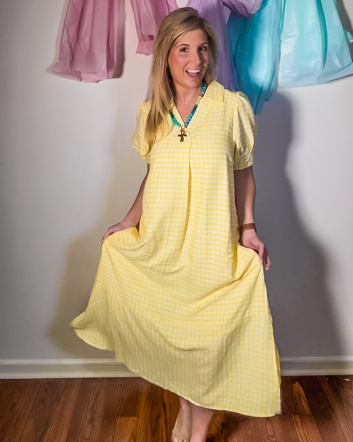 Audrey Tiered Gingham Midi Dress