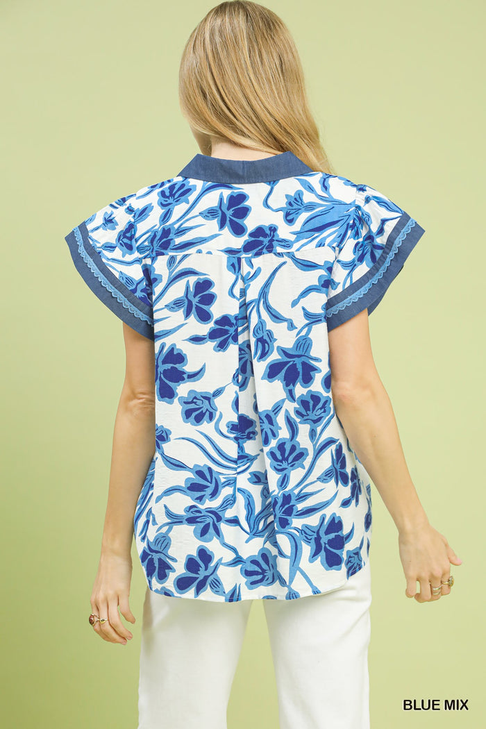 Azure Bloom Floral Top
