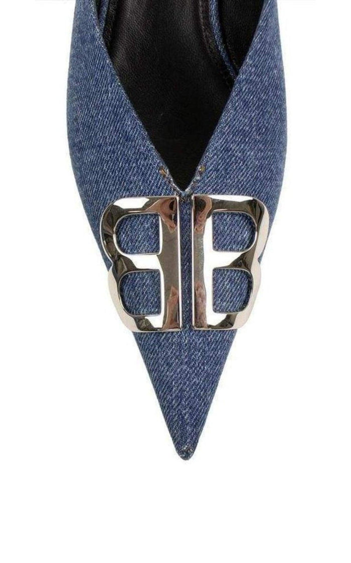 Balenciaga BB Denim Kitten - Heel Mules - Runway Catalog