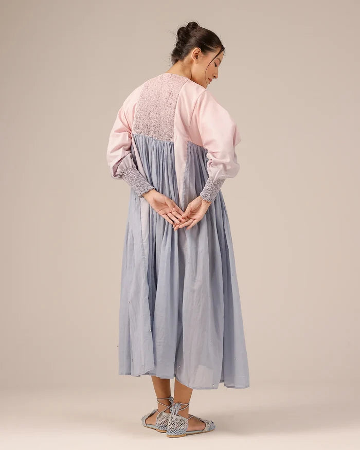 Beach Babe Pink to Blue Ombr�� Smocked Linen Dress - OurDve