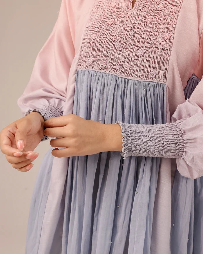 Beach Babe Pink to Blue Ombr�� Smocked Linen Dress - OurDve