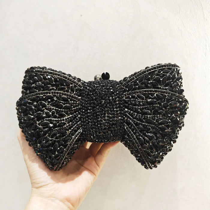 Beaded Bow Clutch Statement Evening Purse for Formal Events HB015 Sheer Fairy