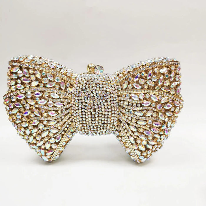 Beaded Bow Clutch Statement Evening Purse for Formal Events HB015 Sheer Fairy