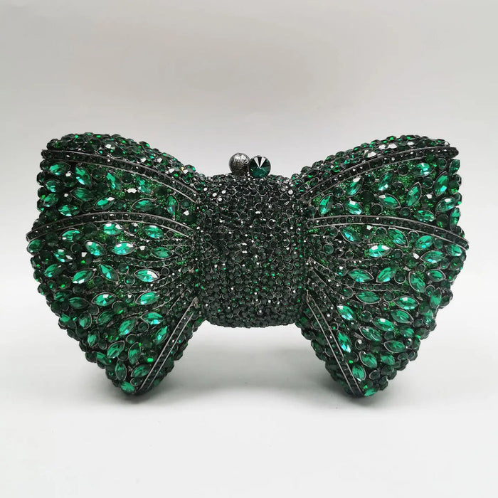 Beaded Bow Clutch Statement Evening Purse for Formal Events HB015 Sheer Fairy