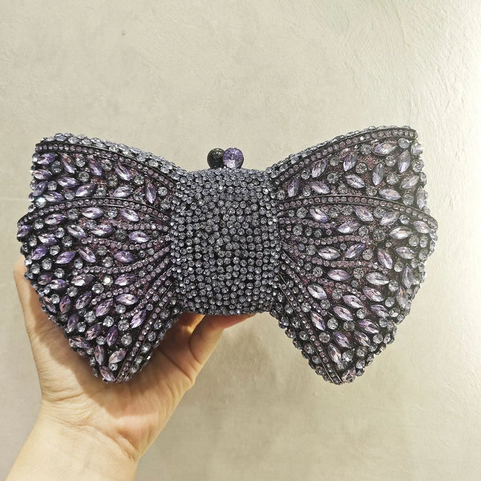 Beaded Bow Clutch Statement Evening Purse for Formal Events HB015 Sheer Fairy
